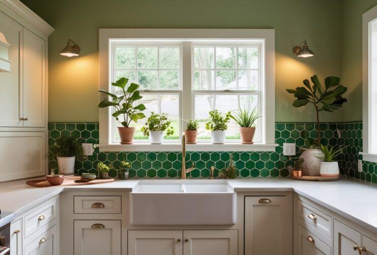 Green Kitchen Backsplash