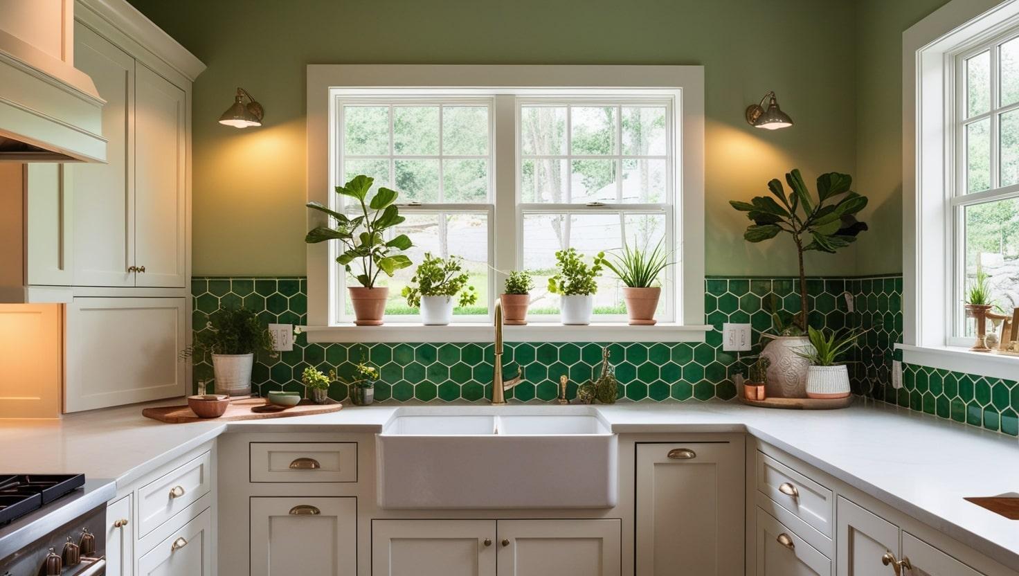 Green Kitchen Backsplash
